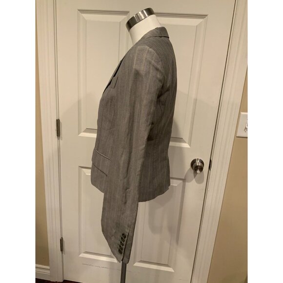 Yigal Azrouel Gray Pinstriped Blazer W/ Notched Collar, Size 6 (US) - Picture 4 of 9